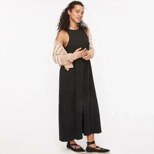 NWT J.Crew Knit Cutaway Black Sleeveless Tank Maxi Dress Womens Size Medium